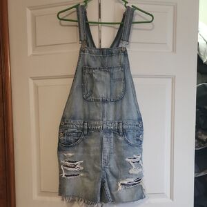 American Eagle Denim Distressed Overalls
